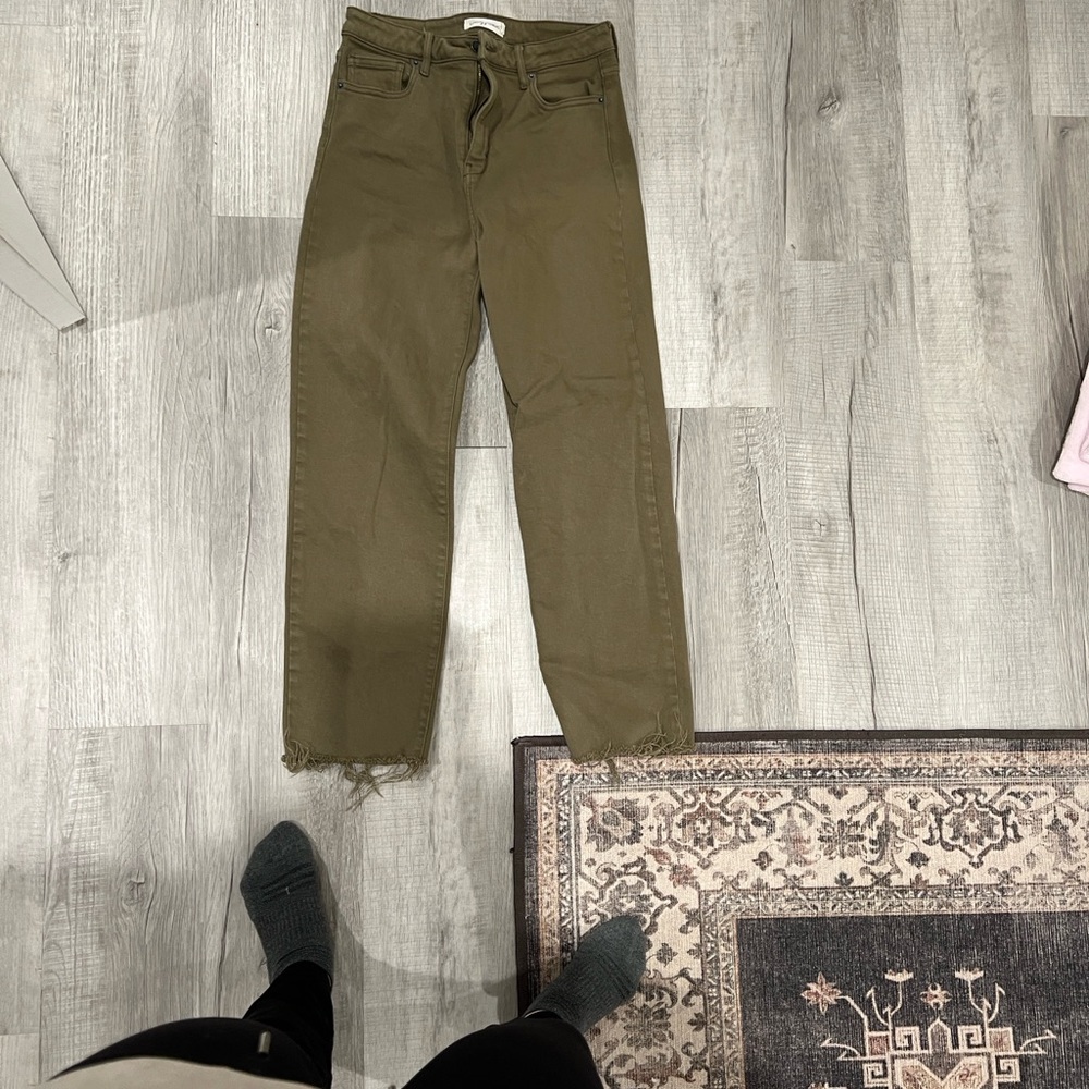 Carly Jean Los Angeles Olive Straight Leg Jeans - Size 5